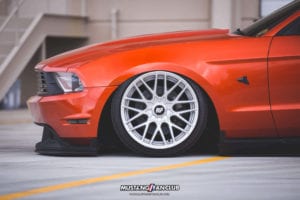 mustang fan club mustangfanclub @mustangfanclub 2011 11 mustang coyote 5.0L 5.0 wrapped bagged air suspension air lift performance rotiform wheels dillon shand RSE anything coyote badge upr products coyote emblem S197 3m 1080 fiery orange