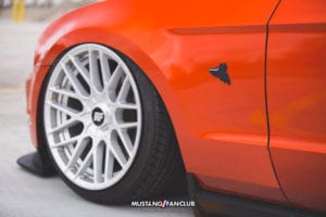 mustang fan club mustangfanclub @mustangfanclub 2011 11 mustang coyote 5.0L 5.0 wrapped bagged air suspension air lift performance rotiform wheels dillon shand RSE anything coyote emblem badge upr products S197 3m 1080 fiery orange
