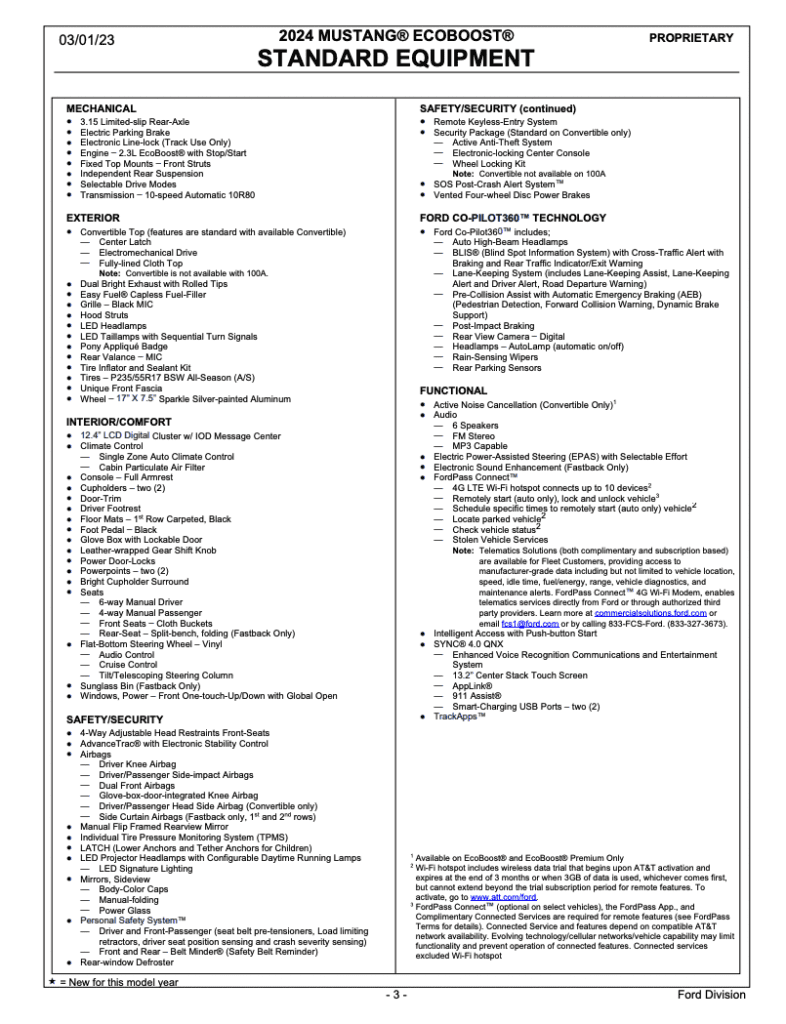 2024 Mustang Order Guide - Mustang Fan Club
