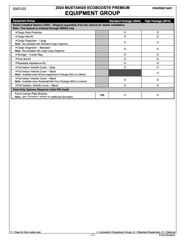 2024 Mustang Order Guide - Mustang Fan Club